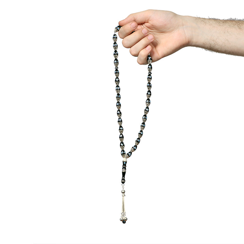 مسبحة يسر 10 ملم طربوش فضة شرابة معدن